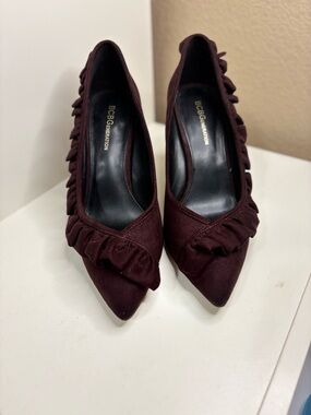 BCBGeneration Women's Wine Ruffle Pointed-Toe Pumps